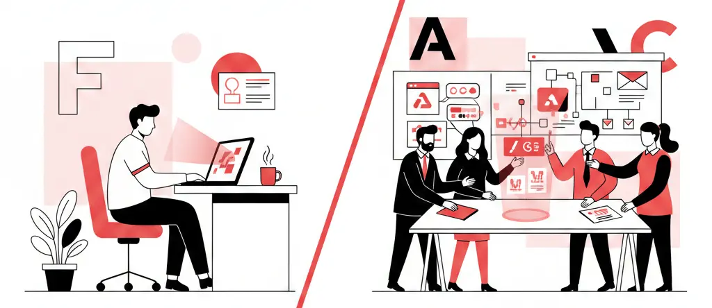 Freelancer vs branding agency comparison for company logo design